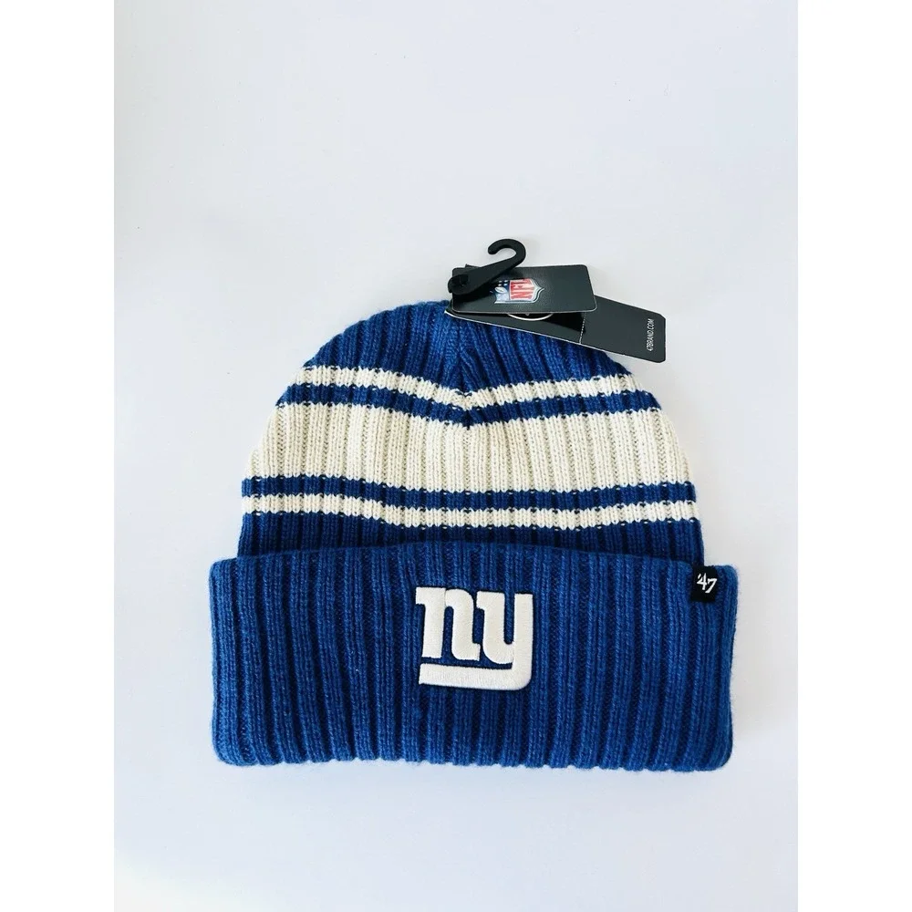 NY Giants '47 Harbor Stripe Cuff Knit Beanie Winter Cap NEW With Tags New York